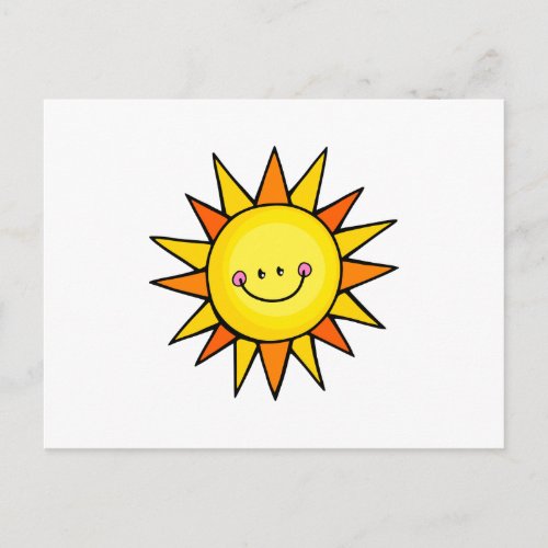 Cute Cartoon Happy Smiling Summer Sun Postcard