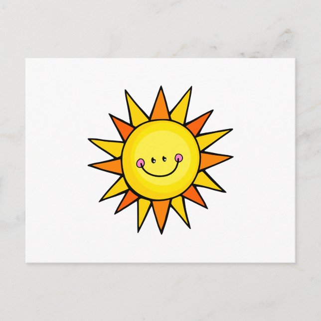 Cute Cartoon Happy Smiling Summer Sun Postcard (Front)