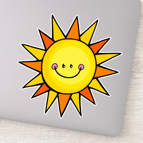 Cute Cartoon Happy Smiling Summer Sun Sticker