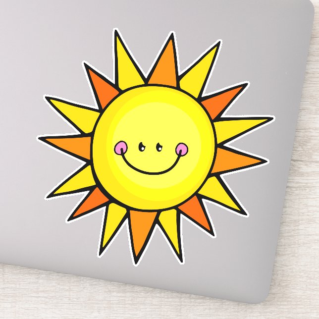 Cute Cartoon Happy Smiling Summer Sun Sticker (Detail)