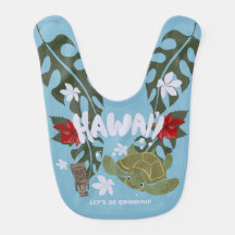 Cute Cartoon Hawaii Sea Turtle Baby Blue Baby Bib