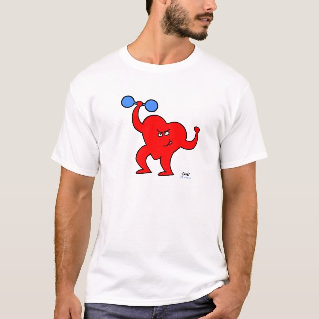 Cute Cartoon Hear tCardio Fitness Workout T-Shirt (Front)
