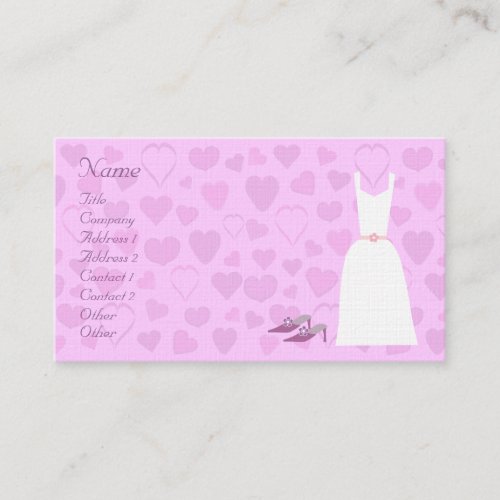 Cute Cartoon Hearts, Dress &amp; Shoes Wedding Planner Business Card Templates