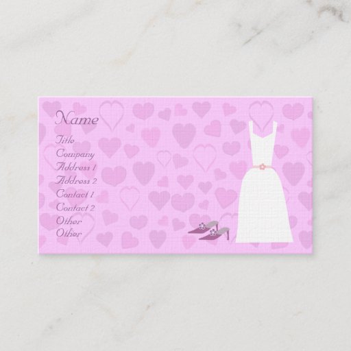 Customizable Cute Cartoon Hearts, Dress &amp; Shoes Wedding Planner Business Card Templates