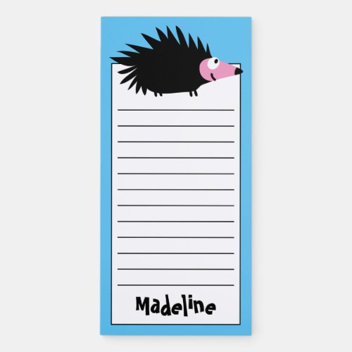 Cute Cartoon Hedgehog  Add Your Name Magnetic Notepad