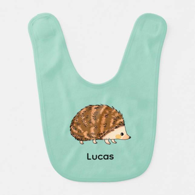 Cute Cartoon Hedgehog Illustration Baby Bib (Front)