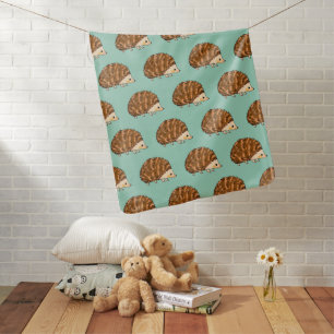 Cute Cartoon Hedgehog Illustration Baby Blanket