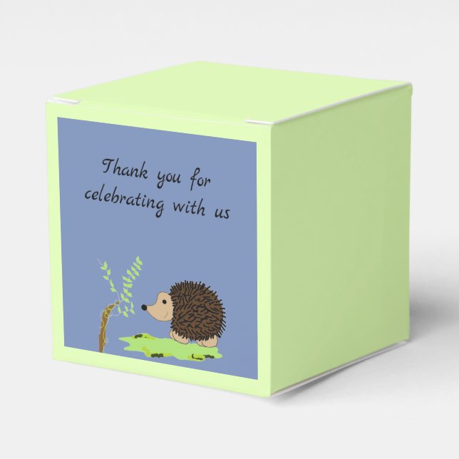Cute Cartoon Hedgehog Thank You Favor Boxes (Front Side)