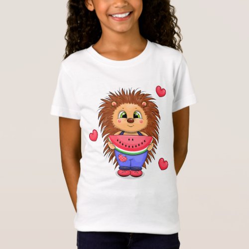 Cute cartoon hedgehog with watermelon T_Shirt