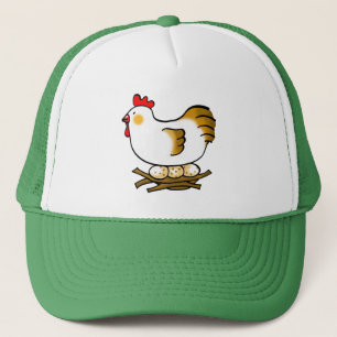 Cute Cartoon Hen on Nest with Farm Eggs Trucker Hat