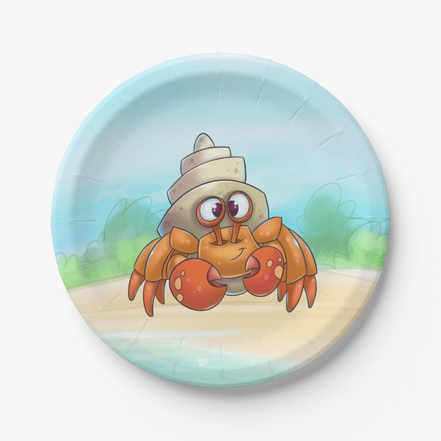Cute Cartoon Hermit Crab Plate (Front)