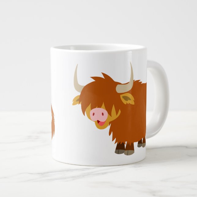 Cute Cartoon Highland Cow Giant Coffee Mug (Front Right)