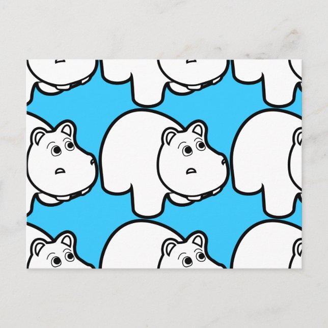 Cute Cartoon Hippo Postcard (Front)