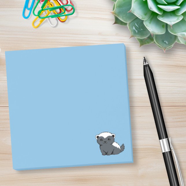Cute Cartoon Honey Badger Blue Post-it Notes (Creator Uploaded)
