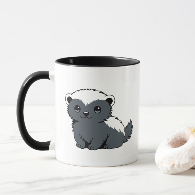 Cute Cartoon Honey Badger Mug (With Donut)