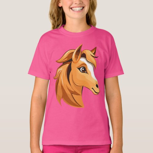 Cute Cartoon Horse Head T_Shirt