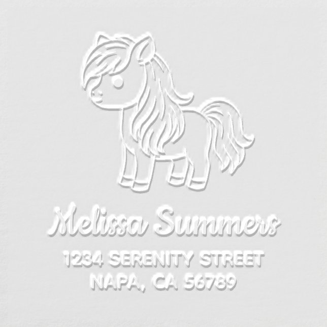 Cute Cartoon Horse Pony Address Embosser (Design)