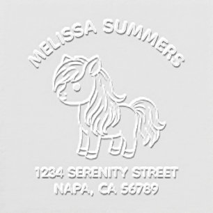 Cute Cartoon Horse Pony Arch Address Embosser