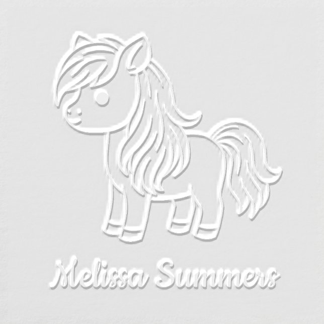 Cute Cartoon Horse Pony Custom Name Embosser (Design)