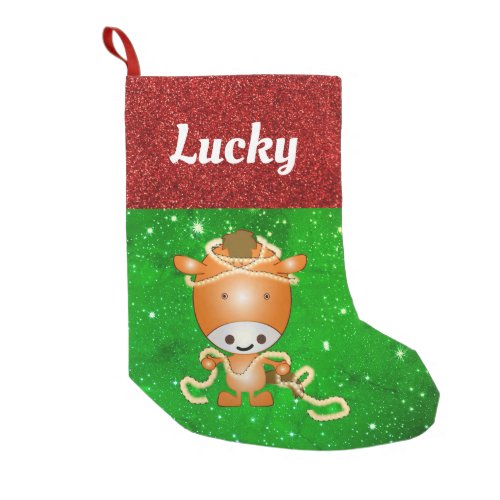 Cute Cartoon Horse Pony Pet Name Festive Small Christmas Stocking