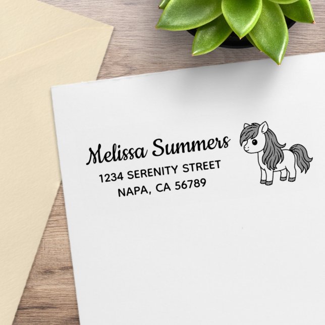 Cute Cartoon Horse Pony Return Address Rubber Stamp (Creator Uploaded)