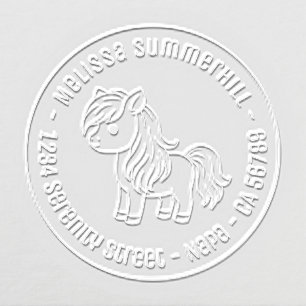Cute Cartoon Horse Pony Round Address Embosser