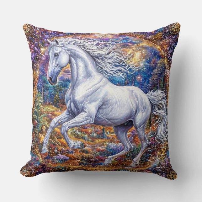 Cute Cartoon Horse Throw Pillow (Front)