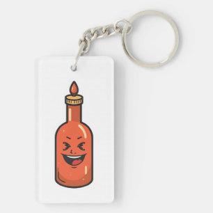 Cute Cartoon Hot Sauce Bottle Meme  Keychain
