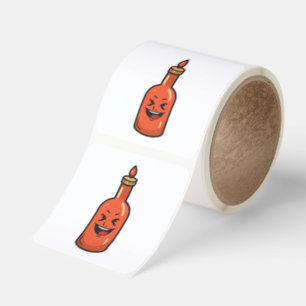 Cute Cartoon Hot Sauce Bottle Meme Square Sticker