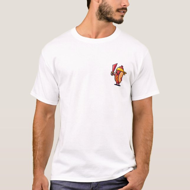 Cute Cartoon Hotdog Character T-Shirt (Front)