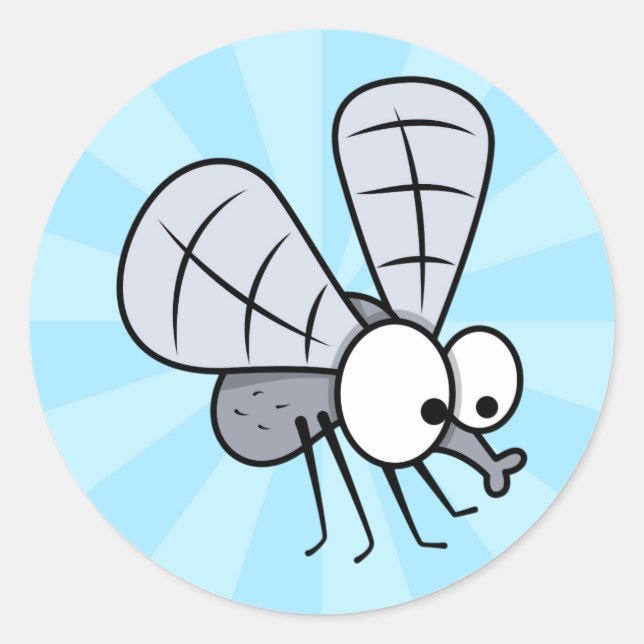 Cute Cartoon House Fly Classic Round Sticker (Front)