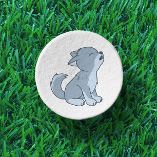 Cute Cartoon Howling Wolf Pup Golf Tees
