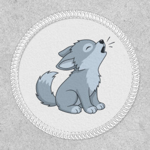 Cute Cartoon Howling Wolf Pup Patch