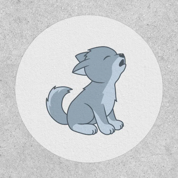Cute Cartoon Howling Wolf Pup Patch | Zazzle