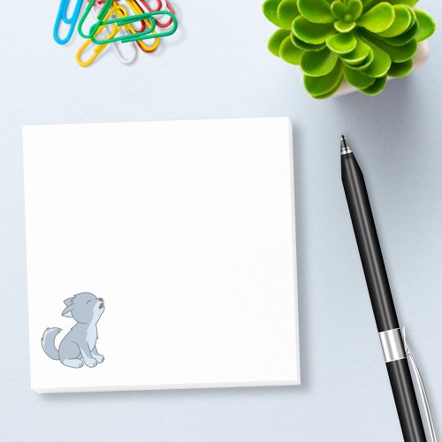 Cute Cartoon Howling Wolf Pup Post_it Notes