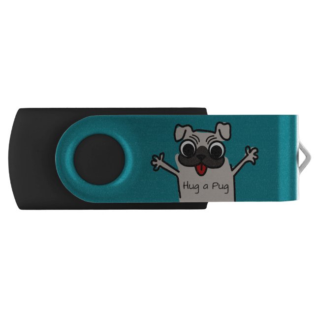 Cute Cartoon Hug a Pug Flash Drive (Front)
