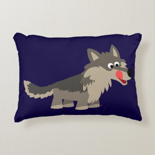 Cute Cartoon Hungry Wolf Accent Pillow