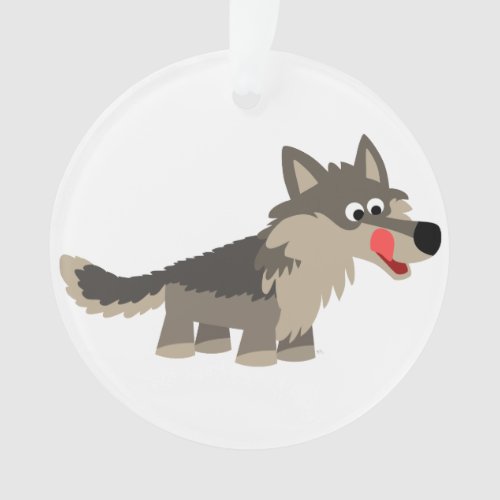 Cute Cartoon Hungry Wolf Acrylic Ornament