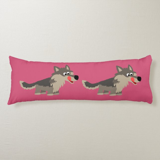 Cute Cartoon Hungry Wolf Body Pillow (Front)