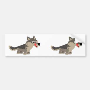 Cute Cartoon Hungry Wolf Bumper Sticker