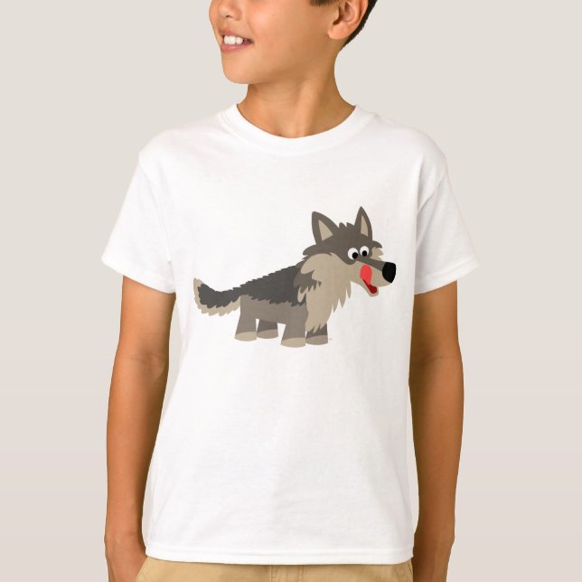 Cute Cartoon Hungry Wolf  Children T-Shirt (Front)