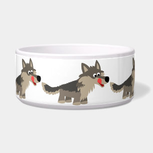 Cute Cartoon Hungry Wolf Dog Bowl