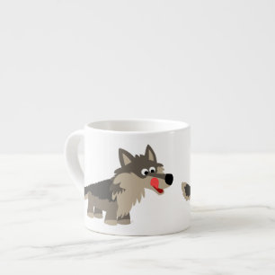 Cute Cartoon Hungry Wolf Espresso Mug