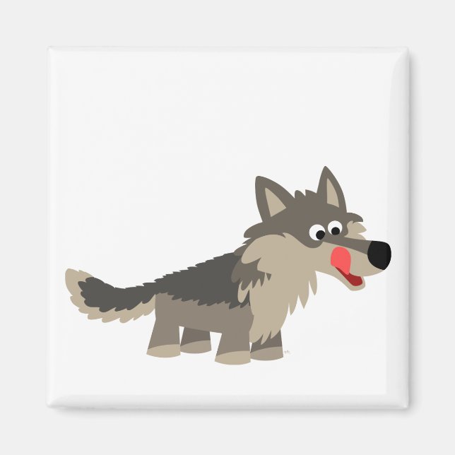 Cute Cartoon Hungry Wolf  Magnet (Front)