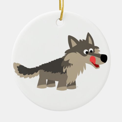 Cute Cartoon Hungry Wolf Ornament