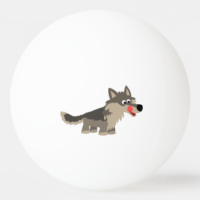 Cute Cartoon Hungry Wolf Ping Pong Ball (Front)