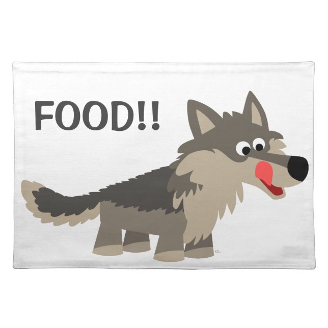 Cute Cartoon Hungry Wolf Placemat (Front)