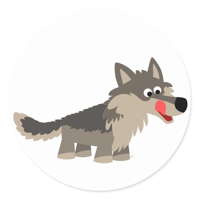 Cute Cartoon Hungry Wolf  Sticker