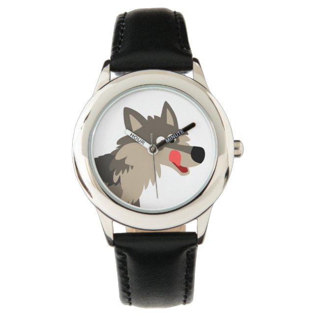 Cute Cartoon Hungry Wolf Watch (Front)