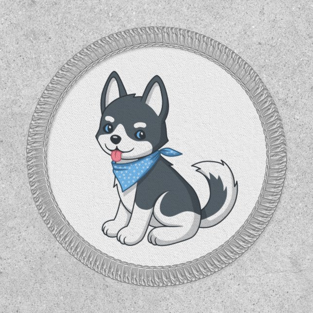 Cute Cartoon Husky Puppy Dog Patch (Front)